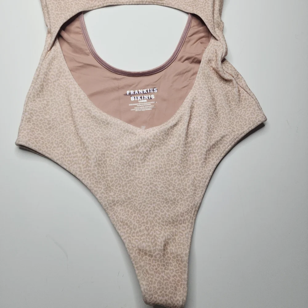 NEW Frankie’s bikinis Alice Terry Wrap One Piece Coco Cheetah Print Swimsuit Lrg